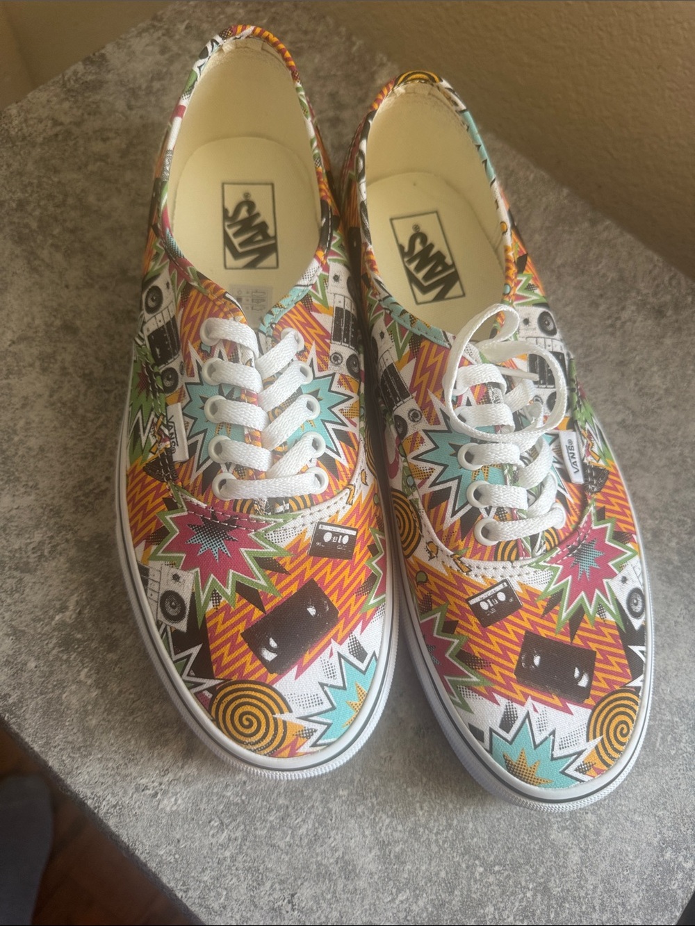 Vans Kids Graphic Lace-Up Sneakers in Orange, Teal, Pink & Black